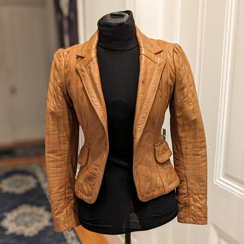 Just Cavalli Quilted Leather Jacket small